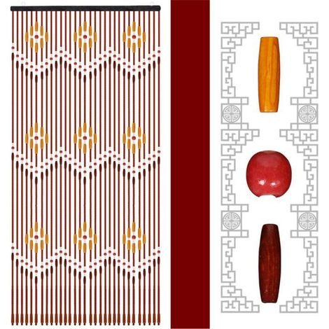 1 rideau de perles en bois, 90x220 cm, marron, pour porte ou porche, décoration intérieure naturelle (1/4)