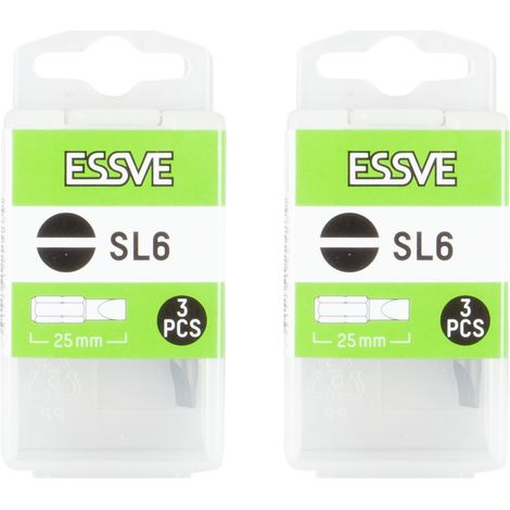 Set di 2 punte piatte di precisione ESSVE SL6 da 25 mm per cacciavite, 3 pezzi (1/3)