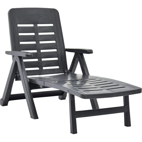 vidaXL Chaise longue pliable Plastique Anthracite (1/5)