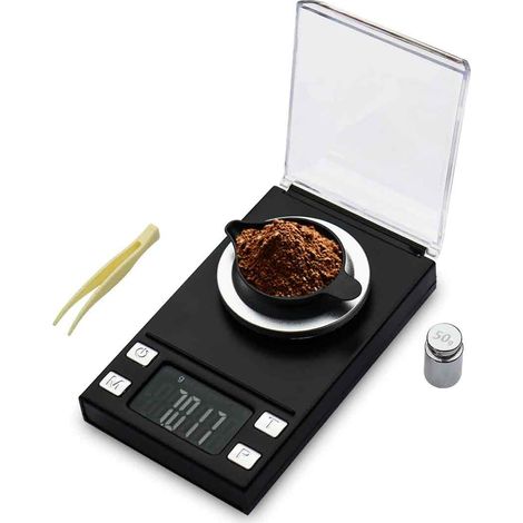Balanza Digital De Precisión - 0.001 G - Capacidad Máxima 50 G - Con Cubierta Antiviento Y Peso De Calibración - 6 Unidades De Medida - Incluye Función Tara Y Conteo (1/5)