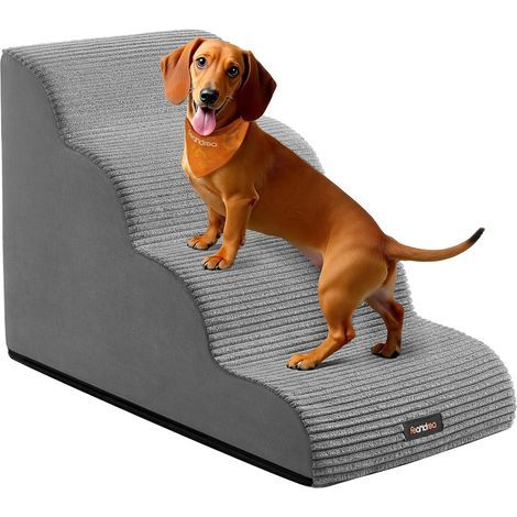 Hundetreppe mit 4 Stufen, hochdichtem Schaumstoff, waschbarem Bezug, rutschfest, für Bett oder Sofa (1/5)