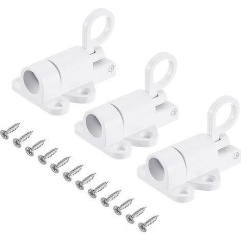 Lot de 3 verrous à ressort – Alliage d'aluminium – Blanc – Balcon, salle de bain, fenêtre, portail (1/5)