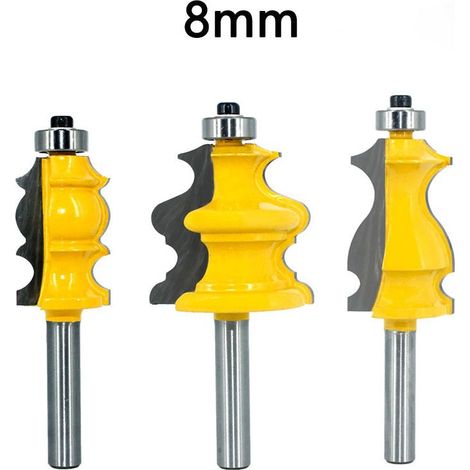 Lot de 3 Fraise Defonceuse 8mm, Fraises pour Défonceuses, Outils pour le Travail du Bois, Machines à Graver, Outils pour Machines à Découper, Pour Couper du Bois (8mm) (1/5)