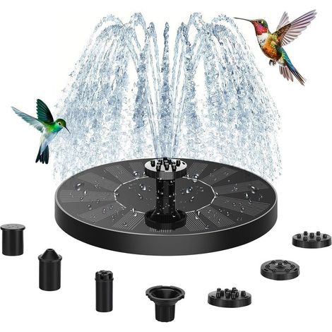 Union – Fontaine solaire d'extérieur pour bain d'oiseaux – 6 buses – Matériau ABS – Fonctionnement sans électricité – Décoration de jardin (1/5)