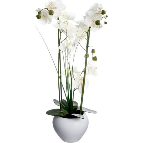 Composition Florale & Vase "Orchidée" 53cm Blanc (1/2)