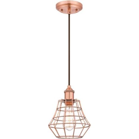 1-Light Pendant Nathan Brushed Copper Angled Cage