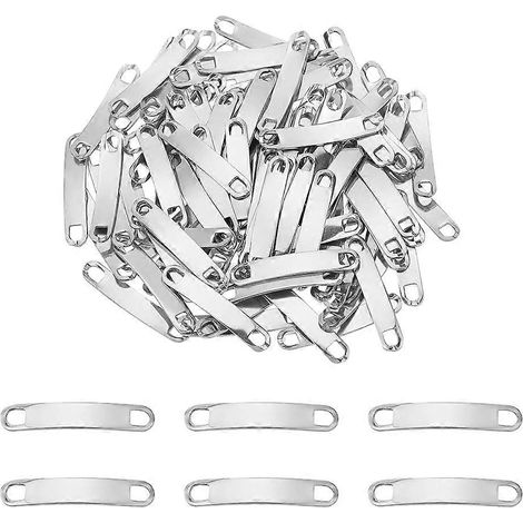100 gravierbare Blanko-Anhänger, 34-mm-Edelstahlverbinder, gebogene Metallanhänger, gravierbare Blanko-Anhänger (1/5)