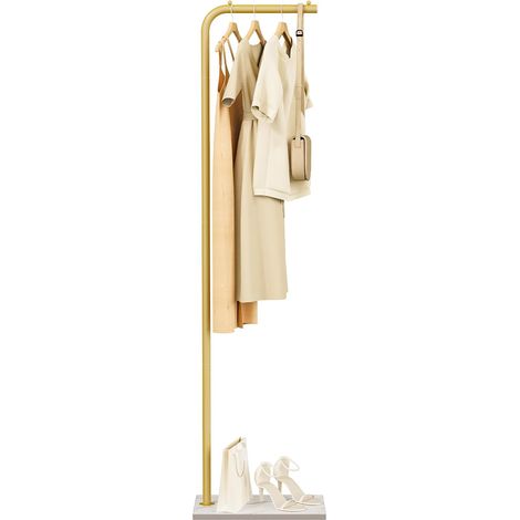 Métal Portant à Vêtements avec Base Roche, 26x39x180cm, Doré (1/5)
