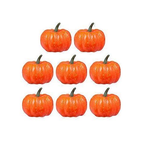NUOBESTY Lot de 8 citrouilles artificielles jaunes miniatures pour Halloween, décoration de scène, fête à la maison, bar, scène, vitrine.