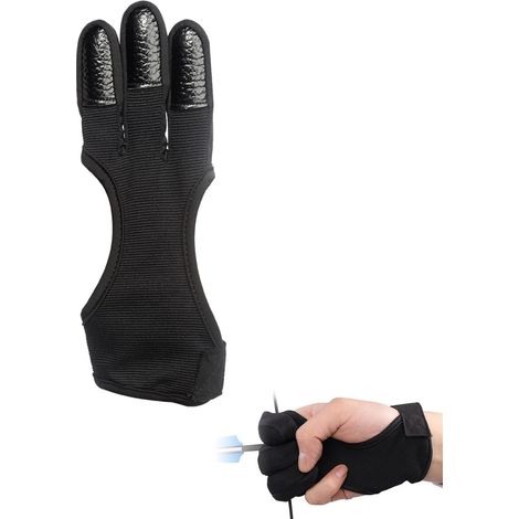 Gants de Tir à l'arc à Trois Doigts,Gants de Tir à l'arc à Trois Doigts avec Arc Anti Courbe,Compound Archery Gloves,Protège Main pour Arc à Poulies,Breathable Three Fingered Archery Gloves (1/5)
