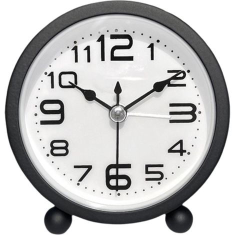 Wekker, analogico, silenzioso, senza ticchettio, in metallo, nero, cifre grandi, orologio notturno silenzioso, movimento al quarzo, frequenza di scansione, alimentato a batteria, sveglia portatile per (1/5)