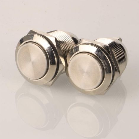 2 Stück 19 mm 5 A/12 V/24 V/125 V/250 V Rastender Druckknopfschalter Edelstahl-Schraubklemmen Wasserdichter Schalter (Kopf nach oben) (1/5)