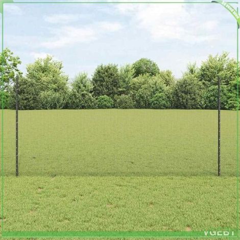 Clôture en acier grise 5 x 1,2 m – kit avec 88 poteaux, rouleau et vis (1/5)