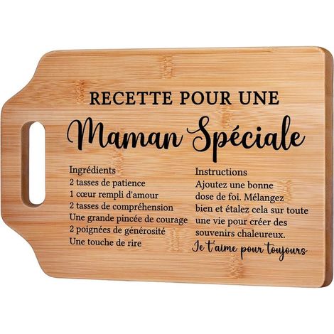 Cadeau Maman, Cadeau Maman Noel, Cadeau Anniversaire Maman - Planche à Découper en Bambou Unique, Cadeau de Cuisine pour Mama, Cadeau pour Maman de Fille Fils (1/5)