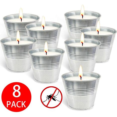 Ensemble de 8 bougies parfumées à la citronnelle dans un seau en fer (sans fumée) (1/3)