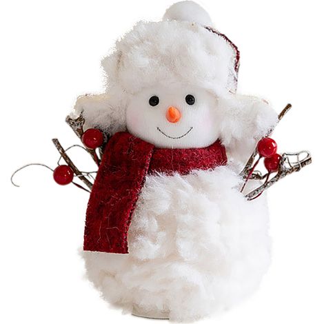 Gestrickte Plüsch-Schneemannfigur, Dekoration für weihnachtliche Stimmung auf dem Schreibtisch (kleine Größe) (1/2)