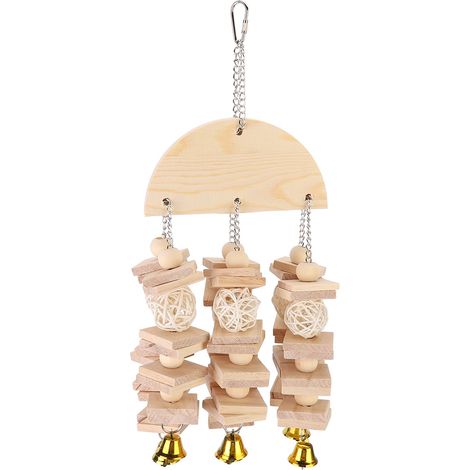 Balançoire En Bois Naturel Pour Oiseaux - Jouet À Accrocher Pour Perroquets Et Pigeons - Idéal Pour Mordiller Et S'exercer - 1 Pièce (1/5)