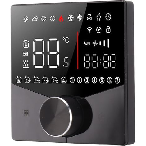 Bouton de thermostat intelligent design LCD écran couleur numérique pour sauna plancher chauffant système noir (1/5)