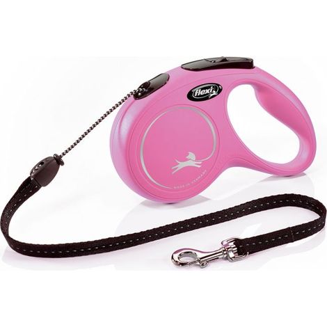 FLEXI NEW CLASSIC 5 M ROSE CHIEN LAISSE AVEC ENROULEUR (11796) (1/3)