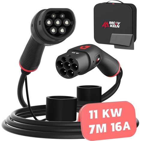 Type 2 Charging Cable for Electric Car and PHEV  Type 2 to Type 2 11KW 16A  Three Phase  7M T2 Cable Compatible with Model 3/Y, Zoe, e-208, 500 e, ID.3, ID.4, ect (1/5)