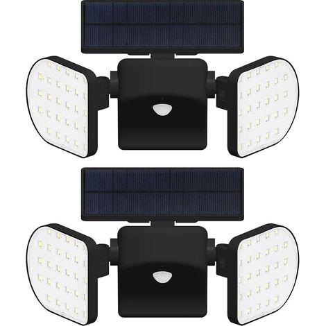 56 LED Lampes Solaires Extérieur Etanche IP65, Spot Solaire avec Détecteur de Mouvement, Lampe de Sécurité Applique Solaire Sans Fil pour Jardin, Garage, Cour, Escalier, Patio, 2 Packs (1/5)