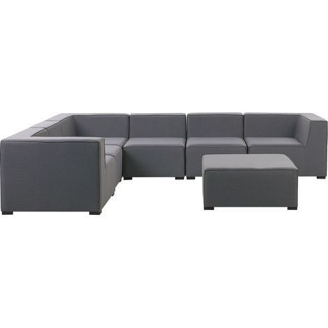 Set da Salotto Grigio a 7 Posti Componibile con Pouf destro Arezzo