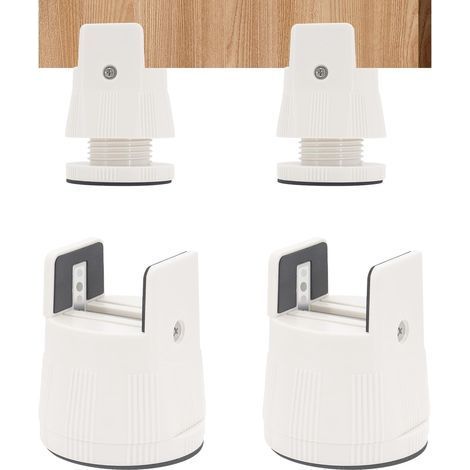 Lot de 4 rehausseurs de lit réglables de 6 à 8 cm avec pince à vis, pour charges lourdes, convient pour canapés, tables basses, patins de pieds de meubles, pieds de support et pieds surélevés (1/5)
