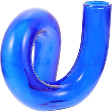 Vase Stockage Longue Durée en Verre Bleu Unique et Créatif de Style Nordique Résistant Décoloration pour Décoration Maison pour Salon ou Bureau (1/5)