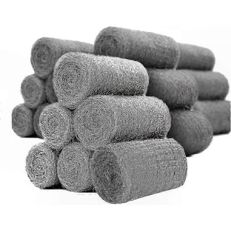24 rouleaux de laine d'acier fine pour boucher les interstices, anti-rongeurs, calfeutrage étanche, nettoyage polyvalent, format pratique (1/5)