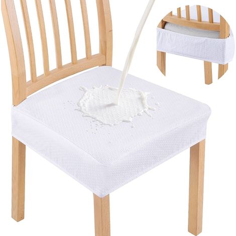 Ensemble moderne de 4 housses de chaises jacquard pour la salle à manger, housses de chaises élastiques et amovibles, réduit les taches, les rayures et les éclaboussures, blanc, ensemble de 4 pièces. (1/4)