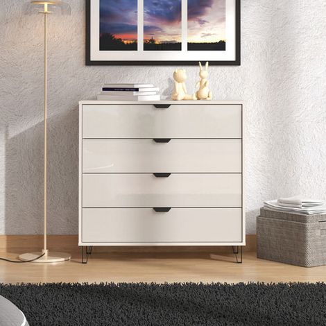 Cassettiera Tornata, 4 Cassetti, Apertura Scorrevole, Chiusura Scorrevole, 93x40x90.5h cm Beige (1/5)