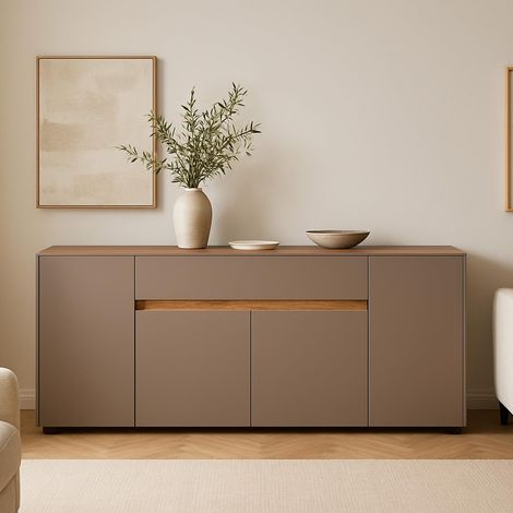 Credenza Moderna Madia Con 4 Ante E 1 Cassetto Mobile Contenitore Sala da Pranzo Soggiorno Design Senza Maniglie Elegante Capiente 170 x 85 x 40 Cm Congo E Rovere - Colore: Congo e rovere