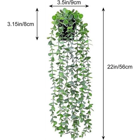 Plante Suspendue Artificielle - Eucalyptus - 50 à 85 cm - En Plastique Vert - Pour Décoration Intérieure Murale ou Étagère - 1 Pièce (1/5)