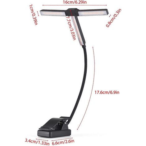 Notenleuchte mit Klemme, T-förmige, faltbare Lampe, 51 LEDs, 4 Farbtemperaturen, 12 Helligkeitsstufen