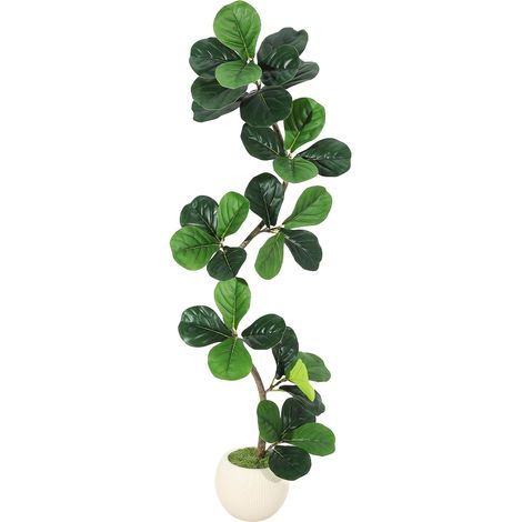Plantes artificielles - Figuier artificiel avec pot blanc - Grandes plantes en plastique - Pour l'intérieur et l'extérieur - Chambre à coucher - 152 cm + pot blanc (1/5)