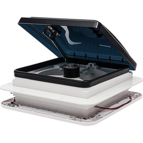 Claraboya para autocaravana de 28x28 cm – Ventilador de techo LED silencioso de 12 V, escotilla de caravana insonorizada IP68, 6 velocidades, 30 W, ventilación de techo abierto, accesorio para ventana (1/5)