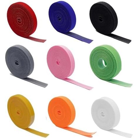 Bande Agrippantes Adhésives,10 Rouleau Sangles De Câble,Ruban Auto-agrippant Réutilisable,Bande de fixation en nylon,Pour Bricolage Couture, Management Câble Electrique,10 Couleurs - (1/5)