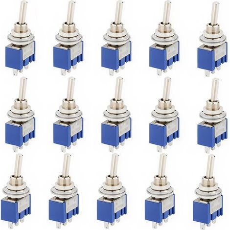 15 Pezzi Mini Interruttore a Levetta, AC 125V 6A ON-OFF 3 Pin 2 Posizioni SPDT Interruttore a Scatto Autobloccante per Ricambi Auto Blu (1/5)