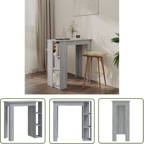 The Living Store Bartisch mit Regal Grau Sonoma 102x50x103,5 cm Holzwerkstoff - Stehtisch - Bartisch - Bistrotisch - Kücheninsel - Esstisch Klein (1/5)