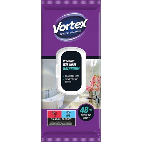 Salviette umidificate per il bagno VORTEX, con apertura a scatto, 48 pezzi