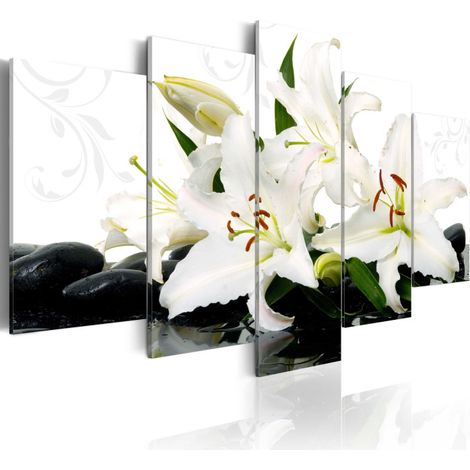 Tableau Imprimé "Lilies & Zen Stones" 100 x 200 cm (1/2)