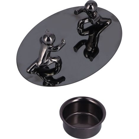 Lot de 2 bougeoirs en métal noir, supports de table décoratifs en acier inoxydable pour dîner romantique aux chandelles (1/5)