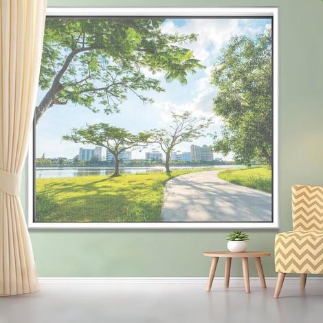 Moustiquaire de fenêtre blanche adhésive 150x180 cm, filet anti-moustiques DIY avec fixation auto-agrippante (1/4)