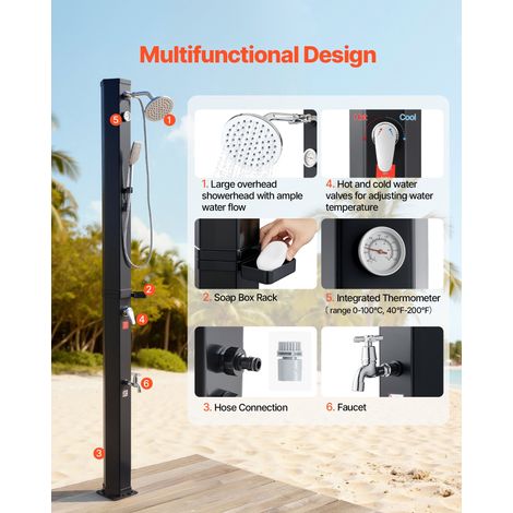 Douche Solaire 40 L Douche Extérieur Solaire Autoportante pour
