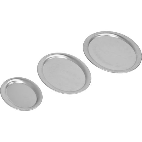 Plateau à dessert en acier inoxydable poli miroir (lot de 3), plateau de présentation pour bijoux et amuse-gueules, couleur argent. (1/5)