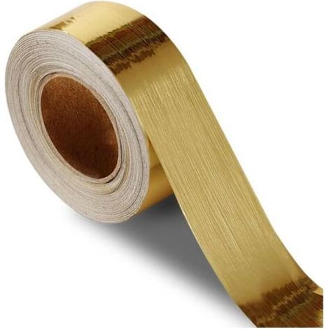 Confine carta da Parati autoadesiva Oro Satinato PVC Rimovibile Impermeabile 10cm x 5m - Ideale Specchi Bagno Cucina e Decorazioni fai da te Speciale (1/5)