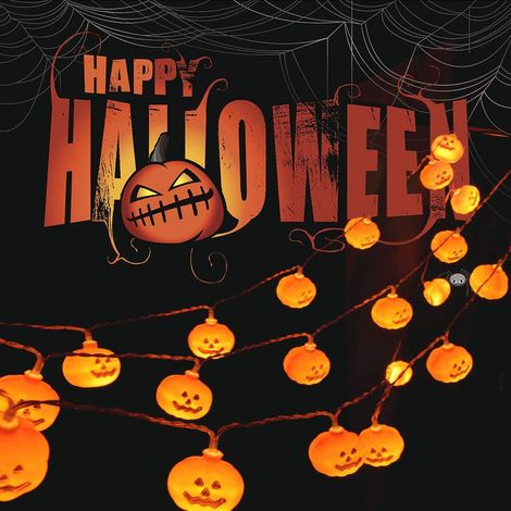 Accessoires de décoration d'Halloween en forme de melon doré à LED couleur chaude (1/4)