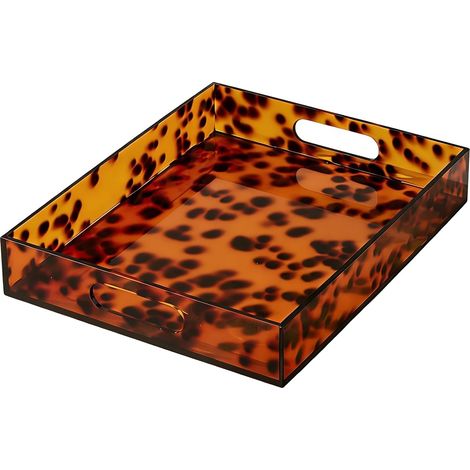 Plateau de coiffeuse Premium Sturdy compact avec design esthétique, écaille de tortue et poignée plateaux, décoratifs pour la salle de bain et la maison Multipurpose Outdoor Indoor Utility'-'- (1/5)