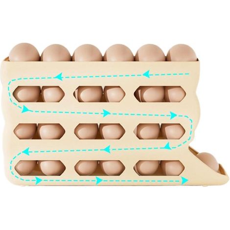 Bandeja para huevos de nevera - Soporte para huevos - Organizador de cocina - Automático - 30 huevos - Beige (1/5)