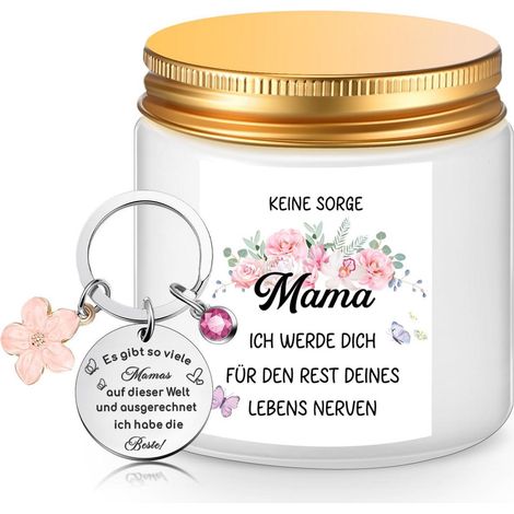 Coffret cadeau pour Maman : Bougie parfumée Lavande & Porte-clés avec message